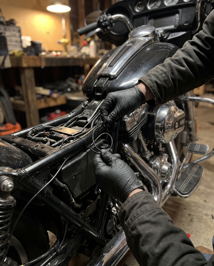 Routing the cable along the frame